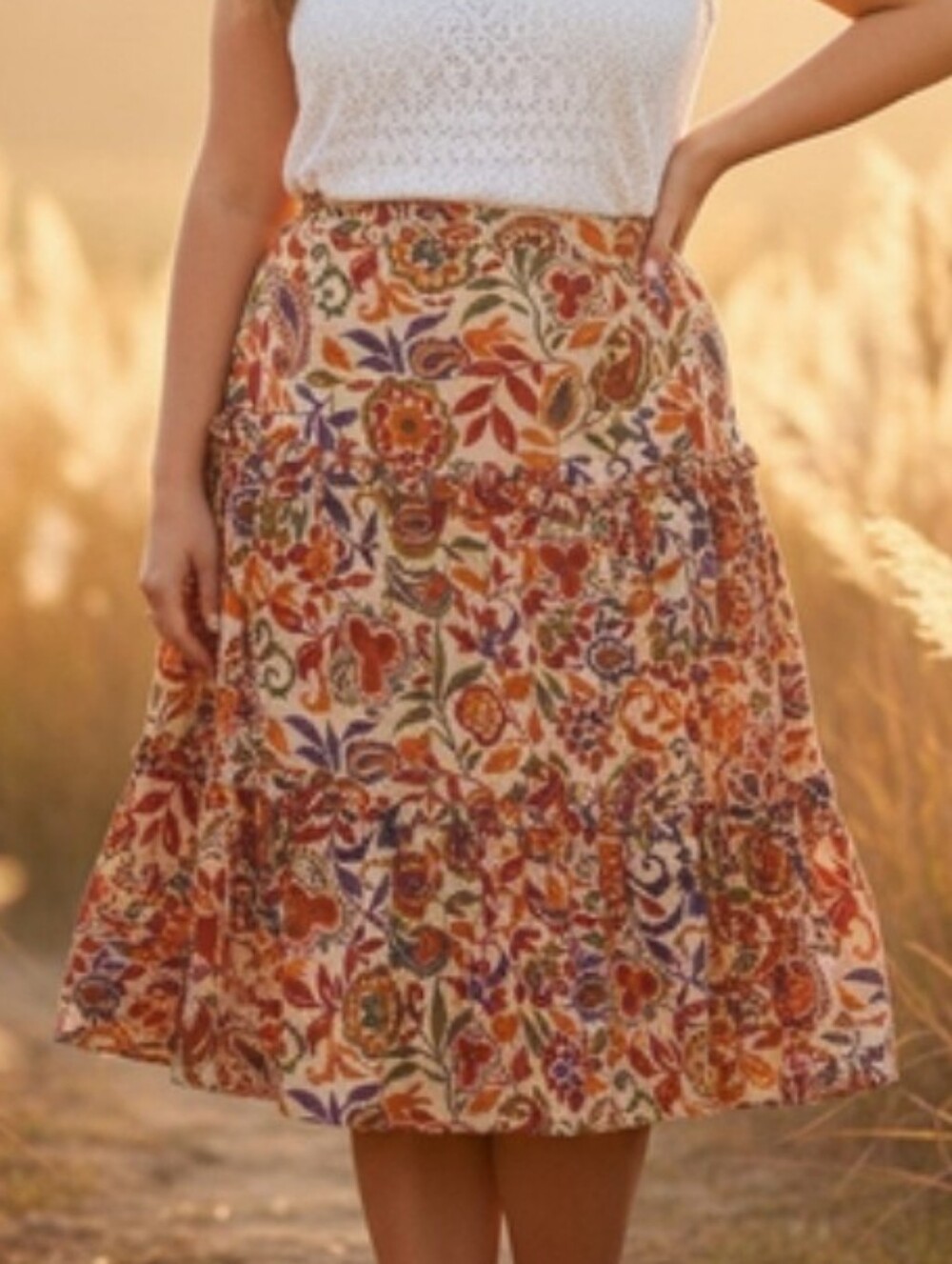 Ralph Lauren Paisley Floral Tiered Mini Dress Cotton 18W